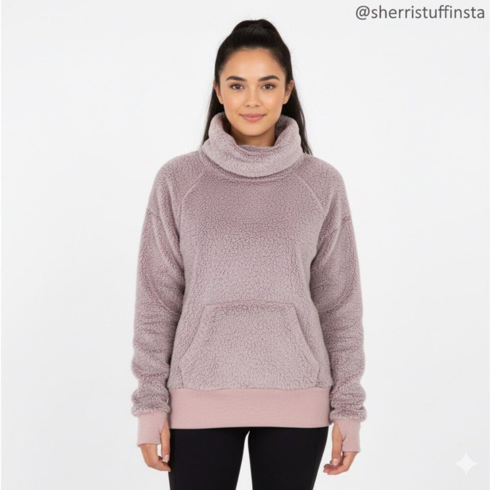 Z By Zella Womens Sherpa Cowl Neck Pullover Sweatshirt Lavender Medium M